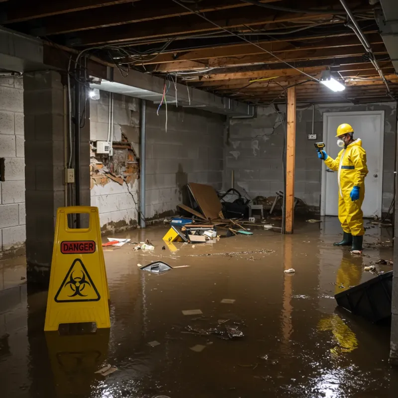 Flooded Basement Electrical Hazard in Southmont, NC Property